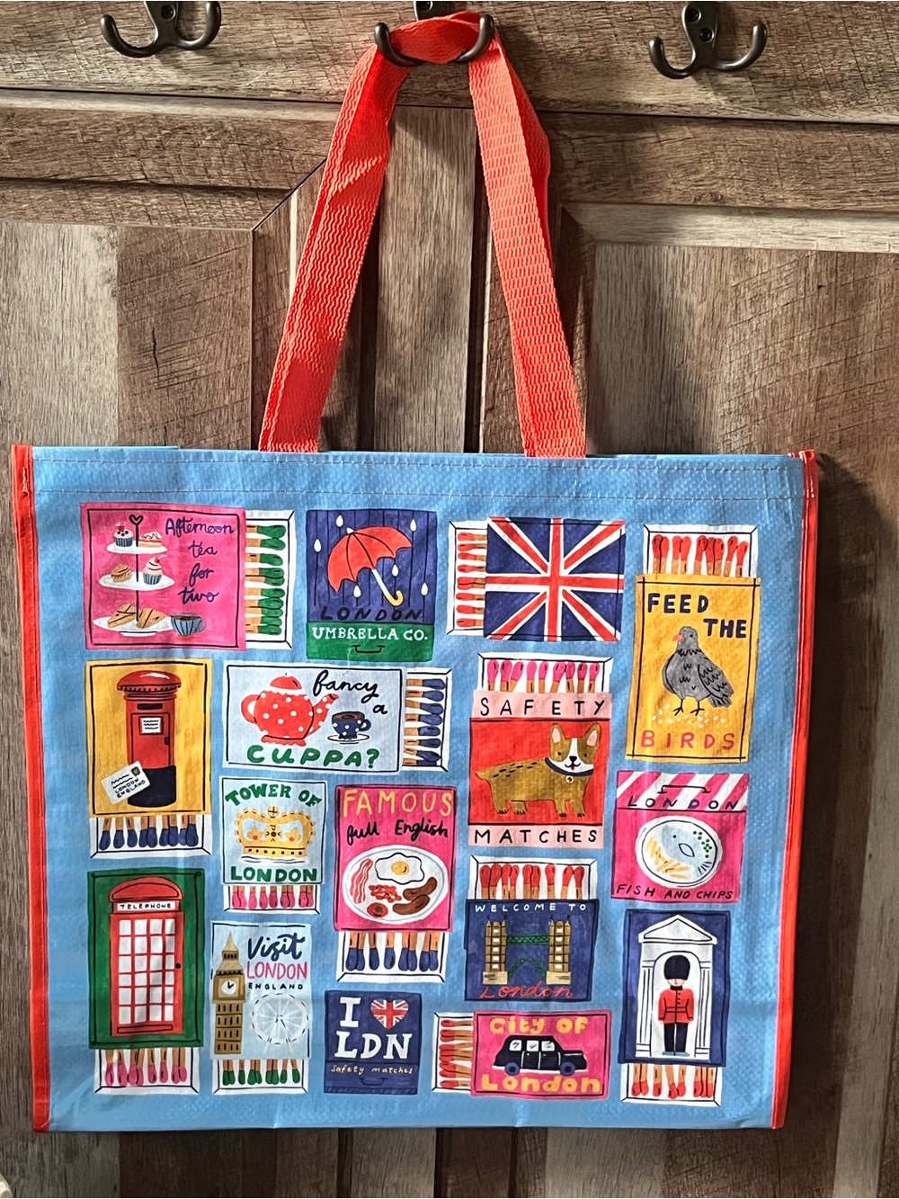 Tik Tok Viral Blue & Red London-Themed Tote Bag